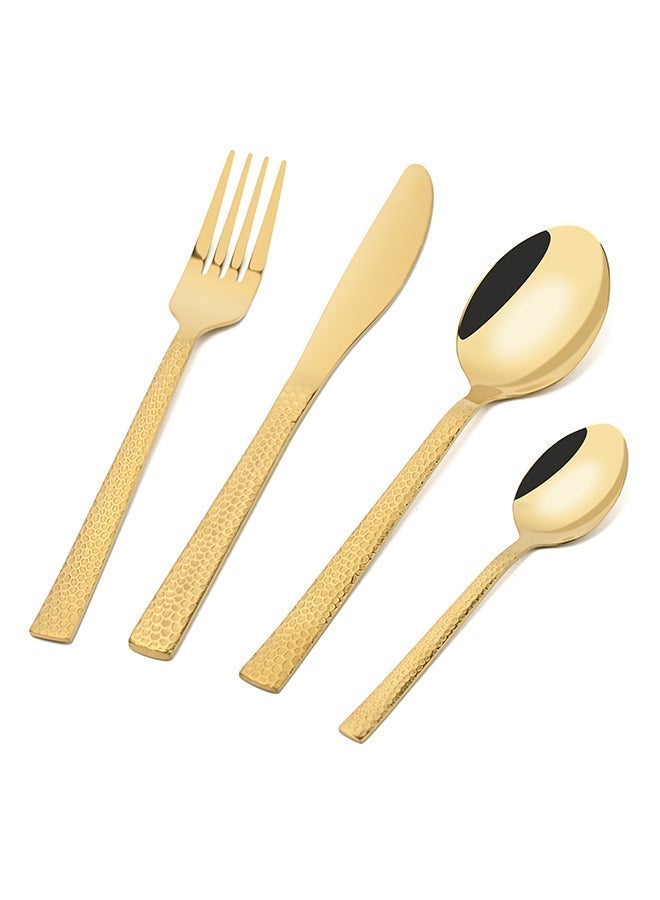 أولييرو طقم أدوات طعام متين وأنيق مكوّن من 24 قطعة لراحة استخدام ومائدة أنيقة – ذهبي - Image 4